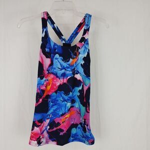 Athleta Women's Size Small Multicolor Printed Athletic Tank Ink Liquid Smoke
